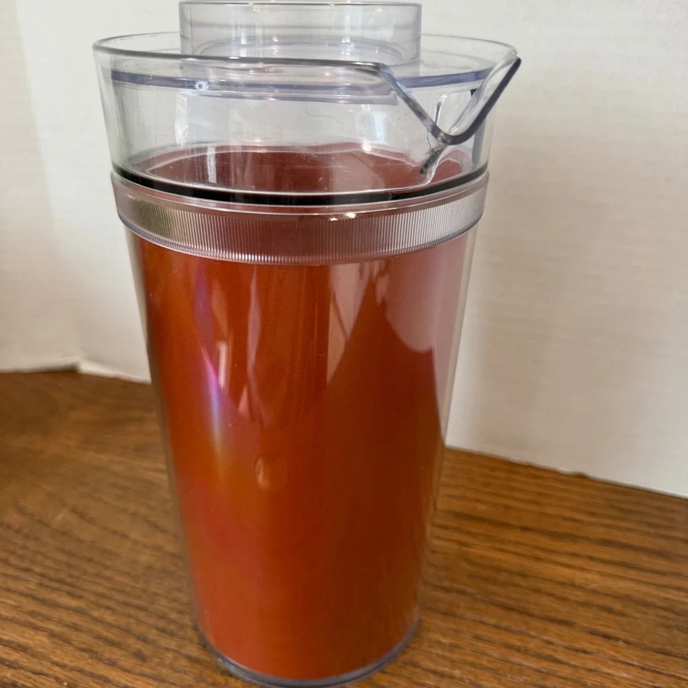 Vintage St Tropez Thermal Pitcher Carafe Burnt Orange Acrylic Ice Lip Made USA‎
